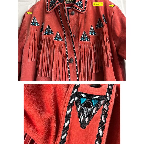 Bob Mackie Leather Southwest jacket LARGE - Picture 4 of 4